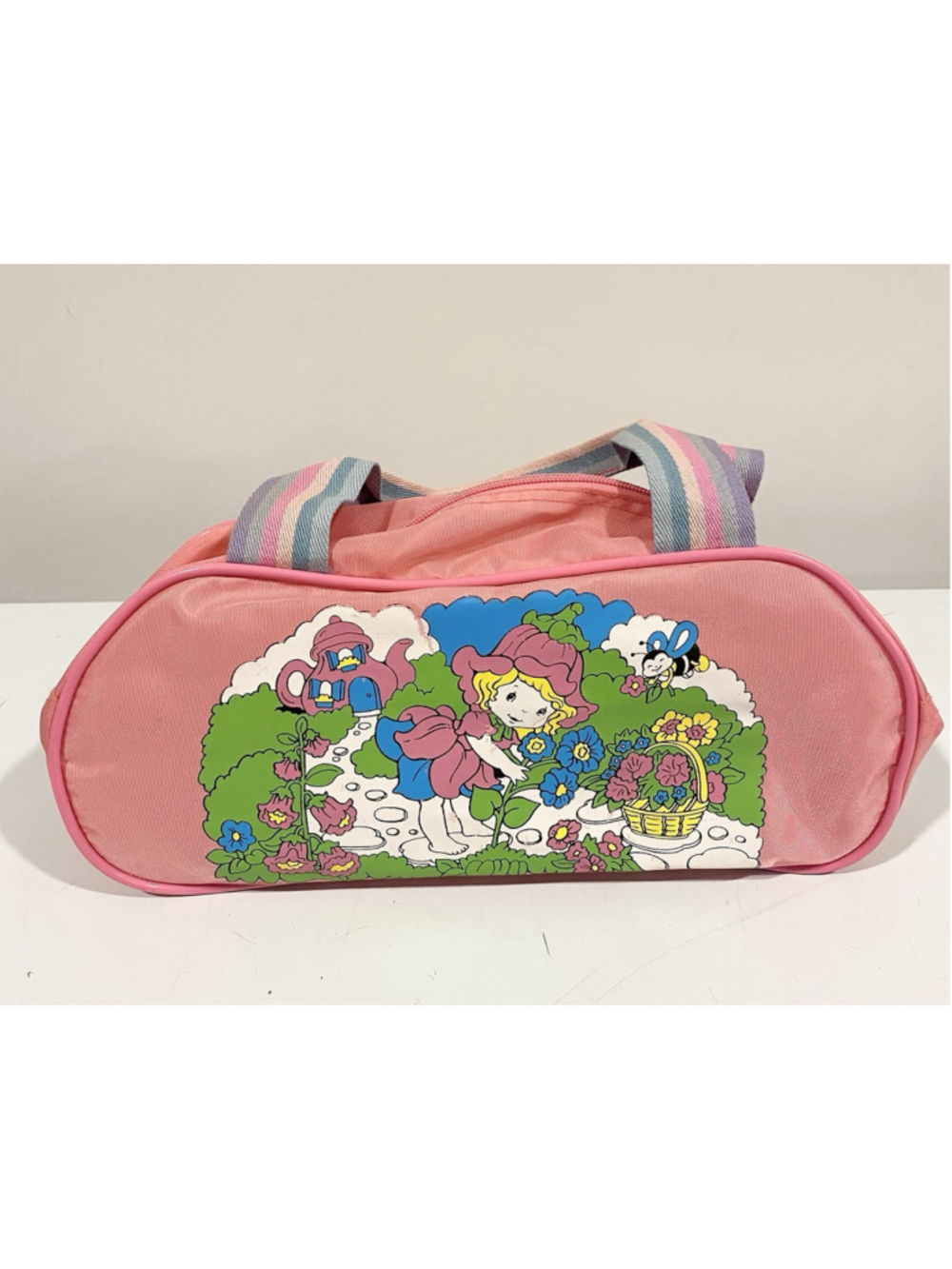 Vintage Avon Little Blossom Overnight Bag Pink Floral Kids Travel Bag Rare
